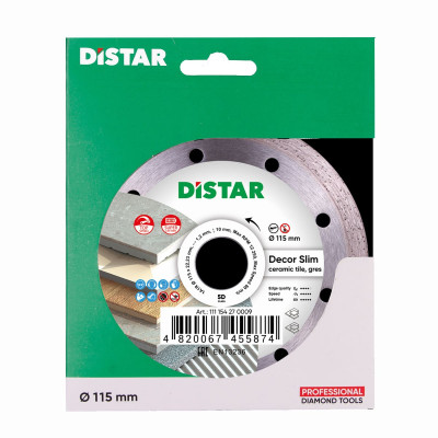 Круг алмазный по керамограниту DISTAR 1A1R 115 Decor Slim 115х22.23х1.2 мм 11115427009