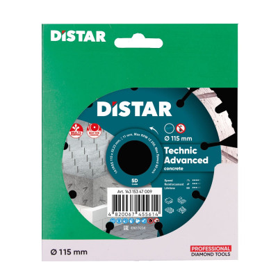 Круг алмазний по бетону армованому DISTAR 1A1RSS 115 Technic Advanced 115х22.23х2.2 мм 14315347009