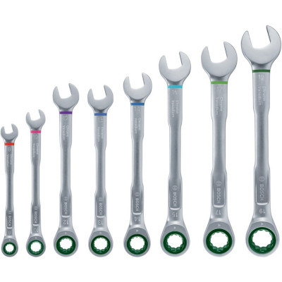 Ключі ріжково-накидні з тріскачкою 8 шт BOSCH 8-19 мм 1600A027PS