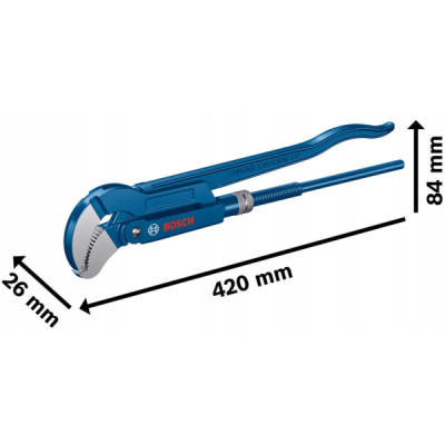 Ключ трубный BOSCH 420 мм 0-60 мм 1600A02W3T