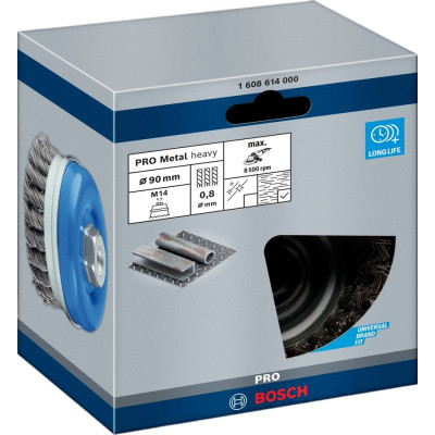 Чашкова зачисна щітка BOSCH PRO Metal heavy 90x0.8 мм 1608614000
