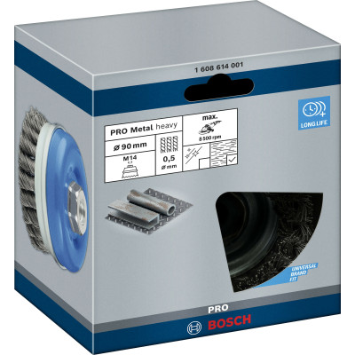 Чашкова зачисна щітка BOSCH PRO Metal heavy 90x0.5 мм 1608614001