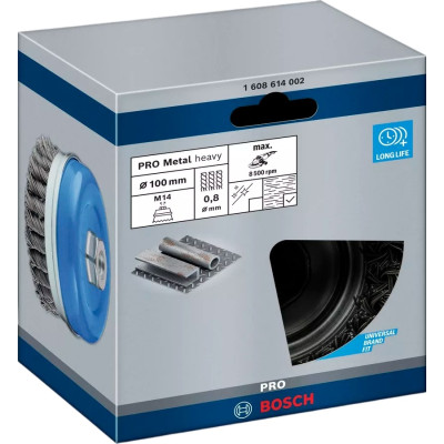 Чашкова зачисна щітка BOSCH PRO Metal heavy 100x0.8 мм 1608614002