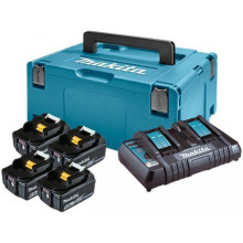 Набір Makita LXT зарядний пристрій 18 В, акумулятори 4 шт Li-Ion 18 В 6 Аг, кейс Makpac 3 198091-4
