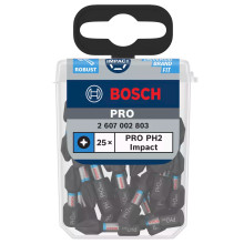 Биты ударные 25 шт BOSCH Pro Impact PH2 25 мм 2607002803