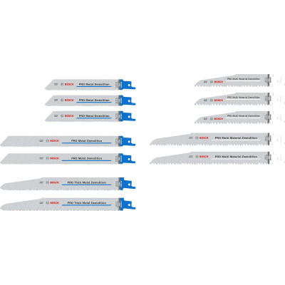 Набор полотен для сабельной пилы 12 шт BOSCH PRO Demolition Blatt-Set 2607011821