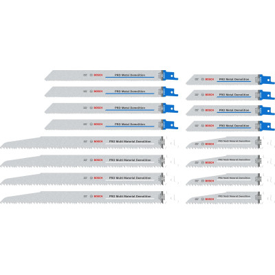 Набор полотен для сабельной пилы 16 шт BOSCH PRO Tough Box Demolition Blatt-Set 2607011822