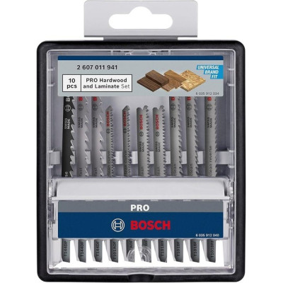 Набір полотен по дереву для лобзика 10 шт BOSCH PRO Hardwood and Laminate 83-100 мм 2607011941