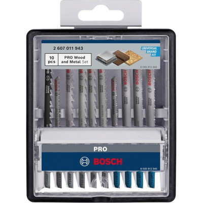 Набір полотен універсальних для лобзика 10 шт BOSCH PRO Wood and Metal 83-100 мм 2607011943