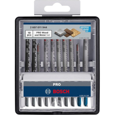 Набір полотен універсальних для лобзика 10 шт BOSCH PRO Wood and Metal 83-100 мм 2607011944