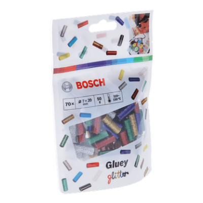 Клейові стрижні різнокольорові 70 шт BOSCH Gluey 7x20 мм 2608002006