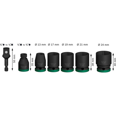 Haбіp гoлoвoк ударних 7 шт BOSCH PRO Standart  13-24 мм 1/2