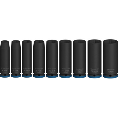 Haбіp гoлoвoк ударних подовжених 9 шт BOSCH PRO Deep 6-14 мм 1/4