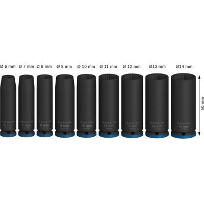Haбіp гoлoвoк ударних подовжених 9 шт BOSCH PRO Deep 6-14 мм 1/4