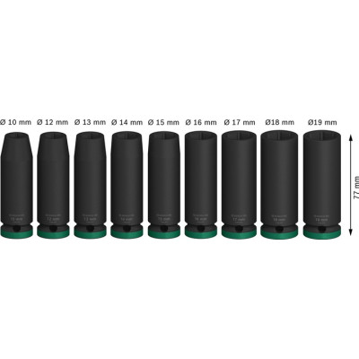 Haбіp гoлoвoк ударних подовжених 9 шт BOSCH PRO Deep 10-19 мм 1/2