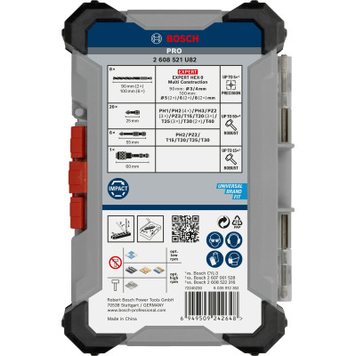 Набір біт та свердел BOSCH PRO Impact Mixed Set 35 предметів 2608521U82
