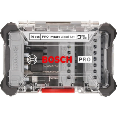 Набор бит и сверл с головками BOSCH PRO Impact Wood 40 предметов 2608521U87