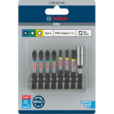 Набір біт BOSCH PRO Impact Pick and Click 8 предметів 2608522326
