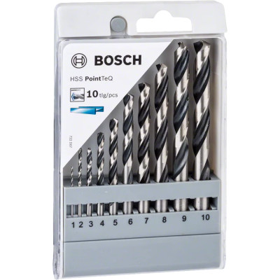 Набір свердел по металу 10 шт BOSCH HSS PointTeQ 1-10 мм 2608577348