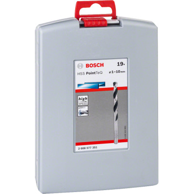 Набір свердел по металу 19 шт BOSCH HSS PointTeQ 1-10 мм 2608577351