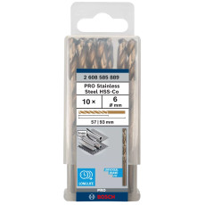 Свердла по металу 10 шт BOSCH PRO Stainless Steel HSS-CO 6х57х93 мм 2608585889