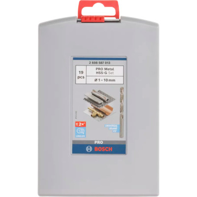 Набір свердел по металу 19 шт BOSCH PRO Metal HSS-G 1-10 мм 2608587013