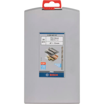 Набір свердел по металу 25 шт BOSCH PRO Metal HSS-G 1-13 мм 2608587017