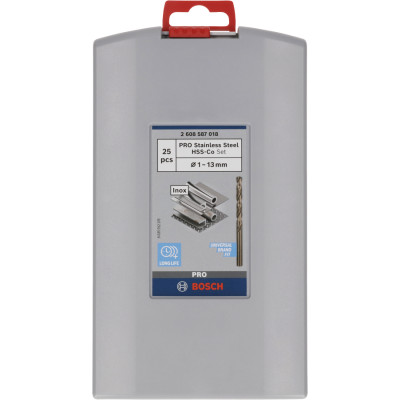Набір свердел по металу 25 шт BOSCH PRO Stainless Steel HSS-CO 1-13 мм 2608587018