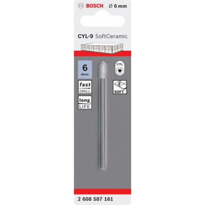 Свердло по склу та кераміці BOSCH CYL-9 SoftCeramic 6х80 мм 2608587161