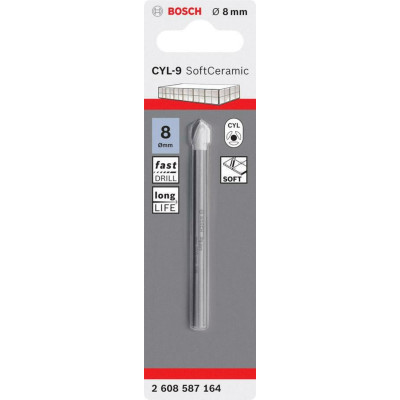 Свердло по склу та кераміці BOSCH CYL-9 SoftCeramic 8х80 мм 2608587164