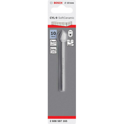 Свердло по склу та кераміці BOSCH CYL-9 SoftCeramic 10х90 мм 2608587165