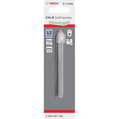 Сверло по стеклу и керамике BOSCH CYL-9 SoftCeramic 12х90 мм 2608587166