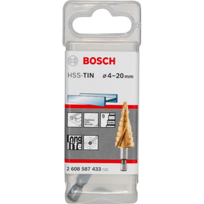 Свердло ступеневе по металу BOSCH HSS-TiN 4-20 мм 2608587433
