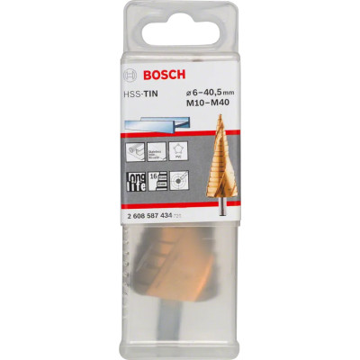 Свердло ступеневе по металу BOSCH HSS-TiN 6-40.5х125.5 мм 2608587434