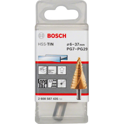 Свердло ступеневе по металу BOSCH HSS-TiN 6-37х93 мм 2608587435