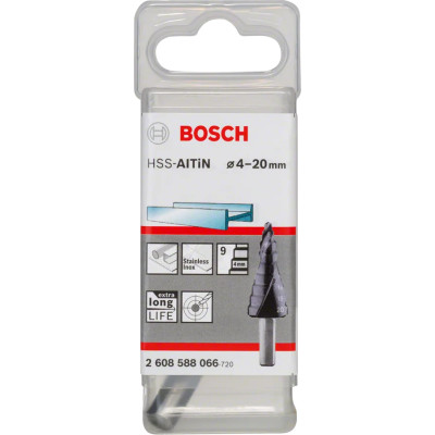 Свердло ступеневе по металу BOSCH HSS-AlTiN 4-20х70.5 мм 2608588066