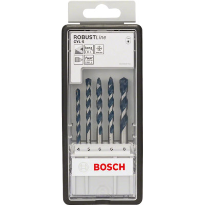 Набір свердел по бетону 5 шт BOSCH CYL-5 Robust Line 4-8 мм 2608588165