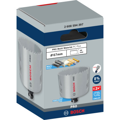 Біметалева коронка універсальна BOSCH PRO Multi Material PC Plus 67 мм 2608594397