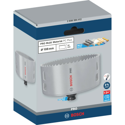 Биметаллическая коронка универсальная BOSCH PRO Multi Material PC Plus 108 мм 2608594412