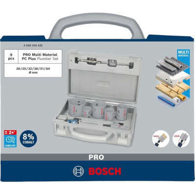 Набор биметаллических универсальных коронок 6 шт BOSCH PRO Multi Material PC Plus 20-64 мм 2608594435