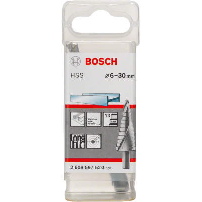 Свердло ступеневе по металу BOSCH HSS 6-30х93.5 мм 2608597520