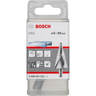 Сверло ступенчатое по металлу BOSCH HSS 6-39 мм 2608597521