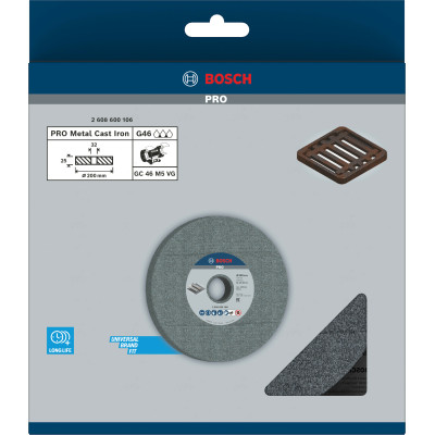 Круг шліфувальний по металу BOSCH PRO Metal 200х32х25 мм K46 2608600106
