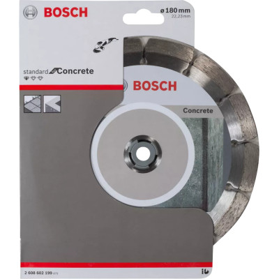 Круг алмазний по армованому бетону BOSCH Standard for Concrete 180х22.23х2 мм 2608602199