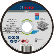 Круг отрезной по нержавеющей стали BOSCH PRO Stainless Steel and Metal 125х22.23х1 мм 2608603171