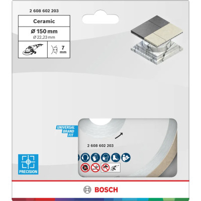 Круги алмазні по кераміці 10 шт BOSCH Standard for Ceramic 180х22.23х1.6 мм 2608603233