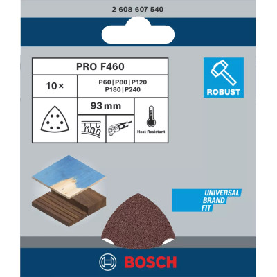Шліфувальні листи 10 шт BOSCH PRO F460 93х93 мм 60 2608607540