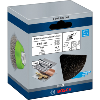 Зачистная щётка BOSCH 65х0.3 мм M14 PRO Stainless Steel clean 2608622061