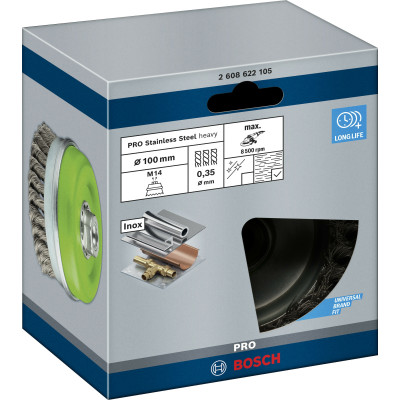 Чашкова зачисна щітка BOSCH PRO Stainless Steel heavy 100x0.35 мм 2608622105