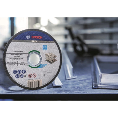 Круги відрізні по нержавіючій сталі 100 шт BOSCH PRO Stainless Steel and Metal 125х22.23х1.6 мм 2608626114
